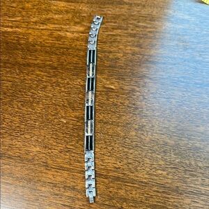 Elegant Stainless Steel and 14k Gold accents Black Men’s Bracelet